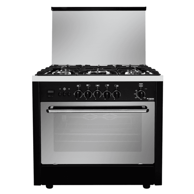 fresh_gas_cooker_5_burners_90_cm_professional_safety_black_fan_airfry_combustion_timer_code_0087